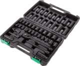 Amazon Basics Lot de 46 douilles 3/8&Prime; avec peu profondes/profondes, tailles en système impérial/métriques avec étui de transport, 13.1 x 9.7 x 3 pouces (Anciennement marque Denali)