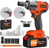 Vandise Moteur sans balais amélioré visseuses à choc électriques 1/2”Couple maximum 550n.m,lumière led intégrée,clef a choc batterie de,2 modes de vitesse, pour boulonner et déboulonner