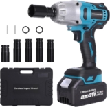 blayram Seesii Clé à Chocs Sans Fil Brushless, 650Nm 1/2&Prime; Boulonneuse à chocs Electrique avec 1×Batteries 4.0Ah 21V, 5 Douilles à Chocs (17/18/19/20/22mm)