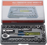 AUSUB Clé à Douille 4 0PCS / Set Sockets Spanners Ensemble de têtes d&rsquo;extrémité 40 PCS Sleeve Torque Clé Key Key Key Vanadium Steel Réparation Voiture Outil Ratchet