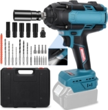 panthem Visseuse à percussion sans fil 800 Nm compatible avec batterie Makita 18 V, batterie sans balais 1/2&Prime; pour changement de pneus de voiture, avec douilles et jeu d’embouts de perçage, sans
