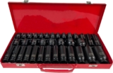 Kraftwelle Lot de 35 clés à chocs 1/2&Prime; 8-32 mm Courtes et longues Convient pour visseuse à percussion
