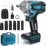 Clé à Chocs Sans Fil Brushless 700N.m compatible avec Makita 18 V batterie, Boulonneuse Electrique avec 6 Douilles à Chocs, 1/2&Prime; Boulonneuse a Choc Electrique pour la Voiture et la Maison