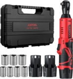 JUSTOOL Clé à Cliquet Puissant 3/8&Prime; 33 Ft-lbs Clé Électrique Portable 12 V avec 2 Batteries 1500 mAh LED Intégré Clé à Cliquet sans Fil 7 Douilles Charge rapide