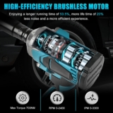 700N.M Clé a Choc sans Fi Pour Makita 18V, 1/2&Prime; Brushless Visseuse à Choc Rotative Sans Fil, Visseuse électrique à Choc avec Lumière LED(batterie Et Chargeur Non Inclus)