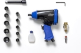 FIAC Clé à Choc Pneumatique à Percussion 1/2&Prime; 1086, Pistolet Pneumatique 10 Clés à Douille + Prolongation 100 mm + Mini Lubrificateur + Bouteille en Plastique, Incluse Valisette, Couple 345 Nm, Noire