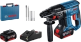 Bosch Professional 18V System perforateur sans-fil GBH 18V-21 (force de frappe maxi 2 J, avec 2 batteries GBA 18V 5.0Ah, chargeur GAL 18V-40, set de 5 burins, dans un coffret) – set exclusive Amazon