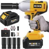 Mowis 700N.m Clé à chocs sans fil, Visseuse à Chocs D&rsquo;impact, Boulonneuse a Choc Electrique 4.0Ah Batteries 21V, Moteur brushless, 4800 tr/min, vitesses variables, Lumière LED