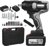 Weytoll Clé à chocs électrique, Clé à Chocs Sans Fil Brushless couple maximum 1080 N.M, moteur sans balais, 2 batteries lithium-ion 5000 mAh