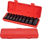 KATSU 1/2&Prime; Jeu de Douilles Profondes Impact 10 Pièces, Clé Métrique Robuste 10mm-24mm, Acier au Chrome-molybdène de Qualité, Outil de Réparation de Moteurs Tracteurs Camions 420440