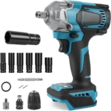 700Nm Clé à Chocs Sans Fil Compatible avec Makita BL1830 BL1830B BL1840 BL1840B BL1850 BL1850B BL1860B 18V Batteries, 1/2 » Sans Balais Visseuse à Choc Rotative avec 6 Douilles (Batterie non incluse)