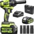 SundpeyPRO Cle a Choc Sans Fil Brushless 1200 Nm 21V Boulonneuse a Choc 8000mAh avec 5 Douilles, Rallonges et 2 * 4.0Ah Batteries, 1/2&Prime; Cle a Choc Électrique pour Boulonner et Déboulonner