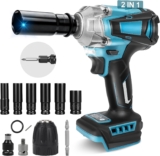 700Nm Clé à Chocs Sans Fil Compatible avec Makita BL1830 BL1830B BL1840 BL1840B BL1850 BL1850B BL1860B 18V Batteries, 1/2 » Sans Balais Visseuse à Choc Rotative avec 6 Douilles (Batterie non incluse)