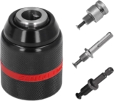 Rapide Mandrin Perceuse 1.5-13mm, Filetage 1/2&Prime; 20UNF, Adaptateur Mandrin Visseuse, avec SDS Plus, clé à Chocs et 1/4 HEX, Outil de Conversion, pour Clé et Perceuse Électriques (4)