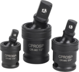 CPROSP 3pcs 1/2&Prime; 3/8&Prime; et 1/4&Prime; Cardan à Choc, 360° Rotatifs Joint Universal, Douilles Pivotantes Cr-Mo Steel, Kit d&rsquo;Articulation avec Ressort à Bille pour Clé à Choc ou Cliquet Embouts Outils