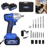DICN Clé à chocs sans fil pour outils électriques clé à chocs électrique 21v avec mandrin brushless de 1/2 « , couple maximal 420n.m. 4pcs kit de clé à chocs électrique pour pneu de voiture