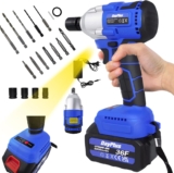 ZanGe Kit de pilotage de forage sans fil, clé de choc électrique, kit d&rsquo;outils électriques multifonctions avec batterie et chargeur au lithium-ion rechargeables, clé de choc électrique 1/2 pouce