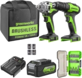 Greenworks Clé à chocs à percussion sans fil 400 Nm, Perceuse sans fil 35 Nm, moteur brushless, avec batterie 4Ah et d’embouts de vissage de 20 pièces
