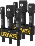 Jeu de 6 adaptateurs porte douille 3&Prime; = 7,5cm de long, Entraînement 6 pans (1/4&Prime; = 6,35, 1/2&Prime; = 9.5, 3/8&Prime; = 12,7mm) Socket Adaptor Converter Set, tournevis porte-embout ou une perceuse visseuse