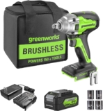 Greenworks GD24IW400K4 Visseuse à percussion sans fil avec moteur sans balais, 0-2800 tr/min, 0-4000 ipm, couple 400 Nm, adaptateur carré 1/2&Prime;, batterie et chargeur PLUS 24 V 4 Ah
