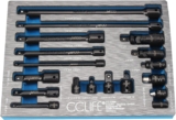 CCLIFE 18pcs Jeu de rallonge douille cle a cliquet universel, outil douille extension 1/2&prime; 1/4&prime; 3/8&prime; avec cardan universel et adaptateur, CR-V Matériaux 75-150-250mm longueur