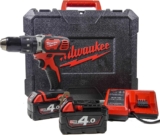 Milwaukee – Perceuse à percussion compacte 18 V Li-Ion 4.0 Ah 60 Nm 2 vitesses avec coffret – M18 BPD-402C