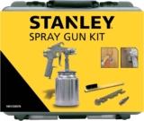 Stanley Pistolet à Peinture pour Compresseur 160123XSTN – avec Mallette de Rangement, Clé, Pinceau et Raccord 1/4&Prime; – 4Bar – Métal – Argenté