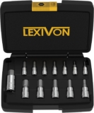 LEXIVON Set de 13 Douilles à 6 pans intérieurs | SAE Impériales taille de 5/64’’ à 9/16’’ | Jeu de hex douilles à embouts, entraînement 1/4&Prime; 3/8&Prime; 1/2&Prime; pour clés dynamométriques et perceuses (LX-142)