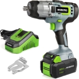 WORKPRO Clé à Choc sans Fil 20V, Boulonneuse à Choc Electrique (300Nm / Vitesse Variable), avec Batterie 4,0Ah et Chargeur, y Compris Lumières LED