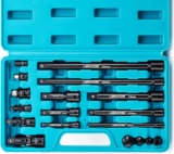 LIBRATON Ensemble d&rsquo;accessoires pour clé à douille 18PCS, barres d&rsquo;extension, adaptateur, joints universels, coupleur à chocs, pour entraînement Cr-V